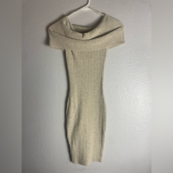 pretty knit Dresses & Skirts - Elegant Cream Knit Off-Shoulder Dress